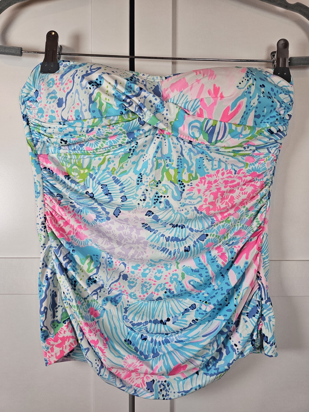 Lilly Pulitzer Flamenco Tankini Top 8 Sink Or Swim Coral Reef Print Strapless